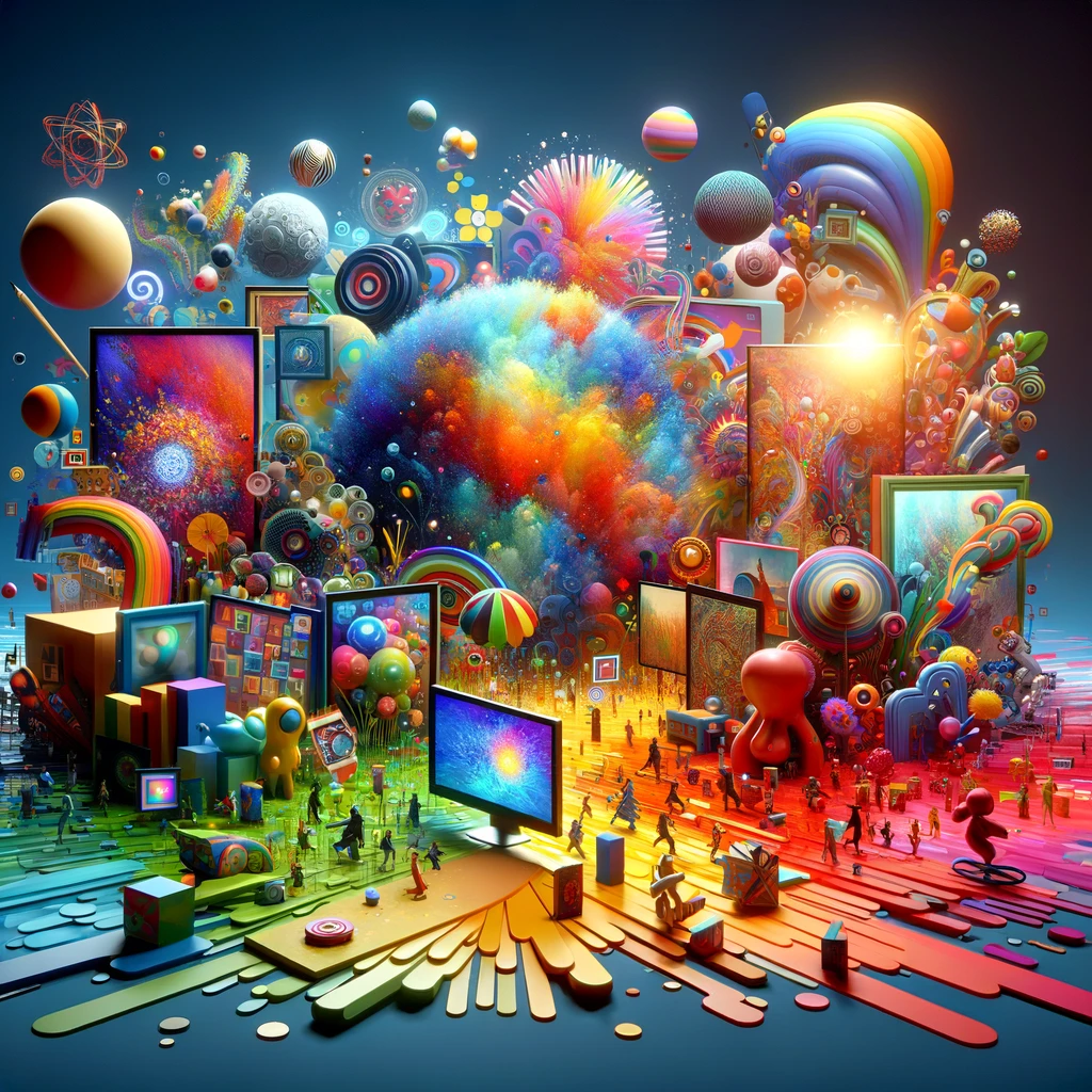 Dynamic composition of digital art showcasing the diversity and creativity of NFTs
