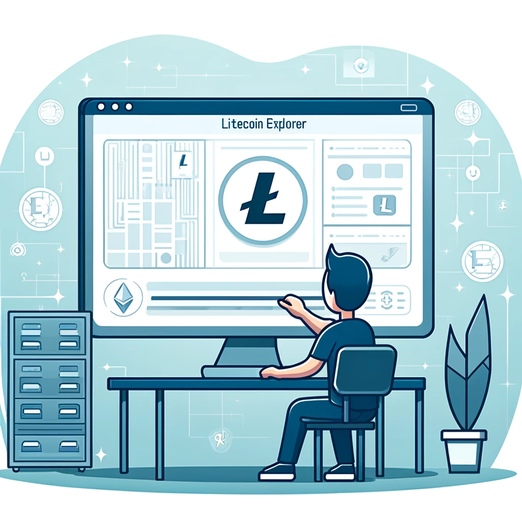 User exploring Litecoin blockchain on computer, showcasing transparency and technology